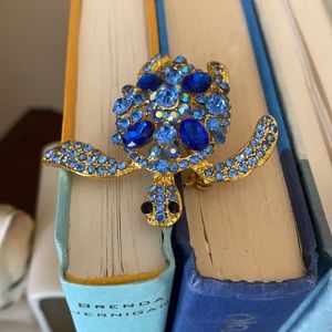 Blue Rhinestone Sea Turtle Brooch